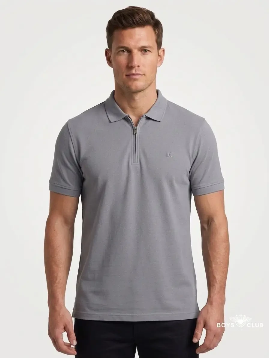 Regular Fit Zip Polo Shirt – Original Cotton