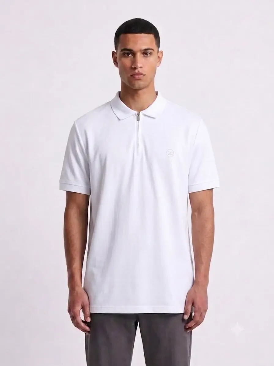 Regular Fit Zip Polo Shirt – Original Cotton